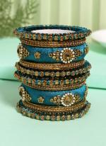   Wedding Wear  Teal Blue Color Thread Bangle Set:-2.4,2.8